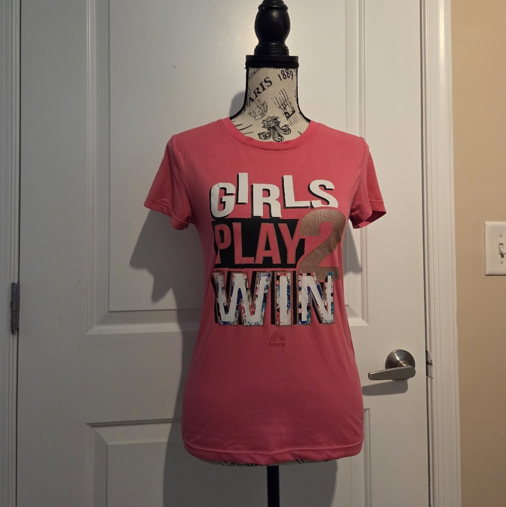 Pink Graphic Athletic Tee - Girls Play 2 Win